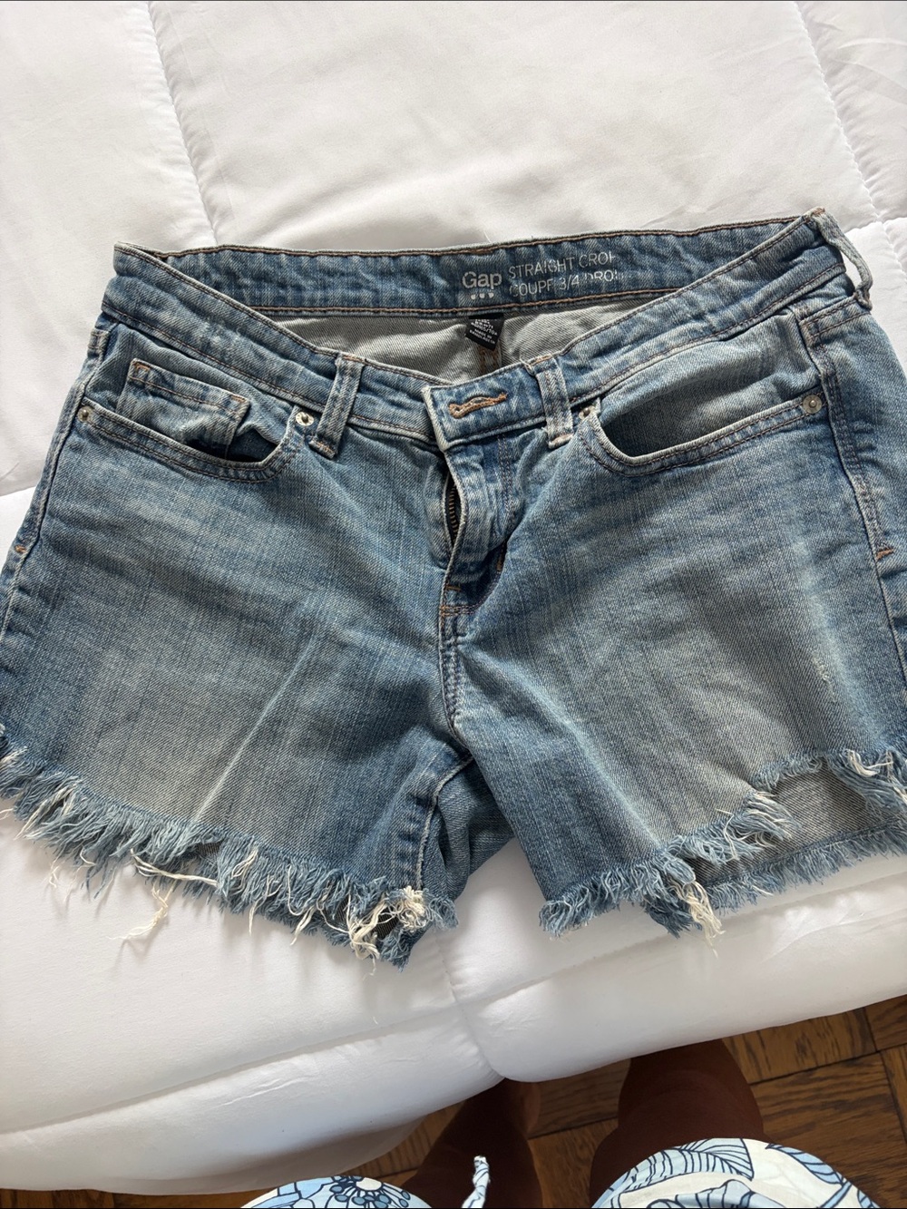 GAP Light Blue Frayed Hem Denim Shorts